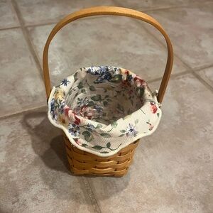 Longaberger small Floral Fabric Lined Wicker Basket